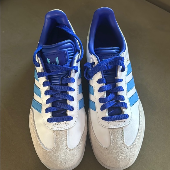 Adidas Messi Samba White and Blue Sneakers